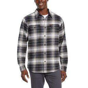 Orvis Mens Flannel Shirt Gray Multi Cotton Heavyweight